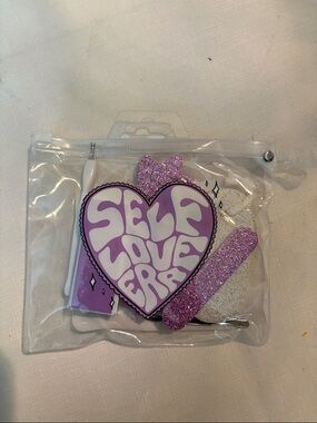 NWT Self Love Era Pedicure Kit - Clear Pouch with Purple Glitter Accents